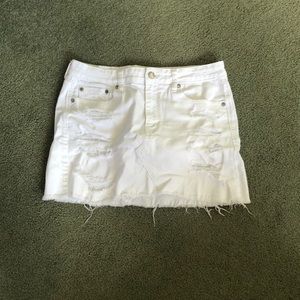 White ripped jeans skirt